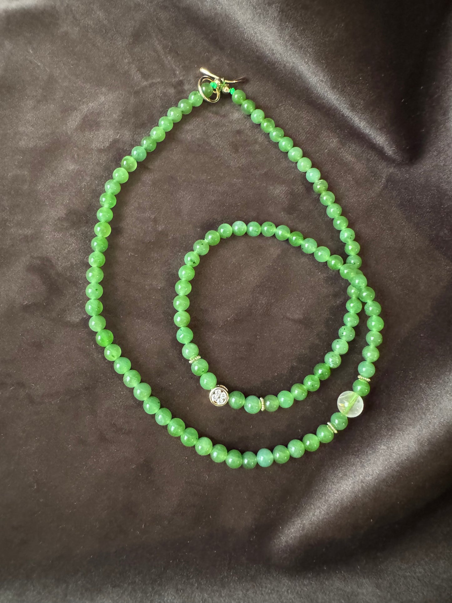 green jade beads bracelet& necklace