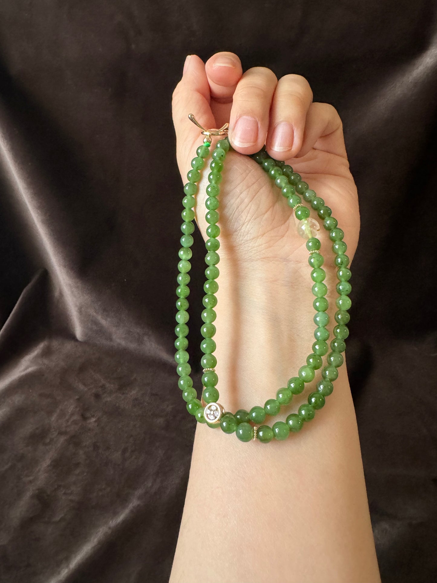 green jade beads bracelet& necklace