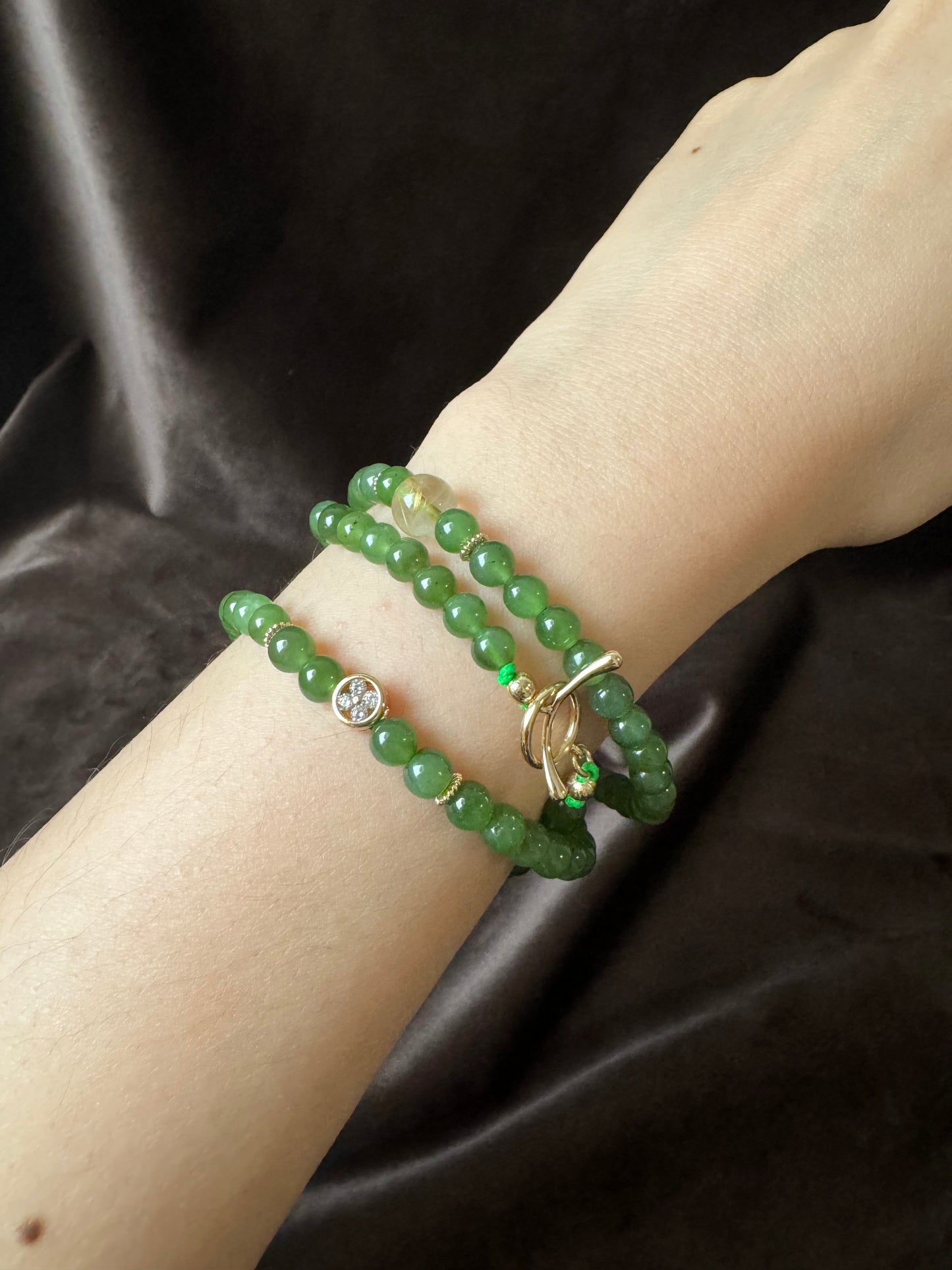 green jade beads bracelet& necklace