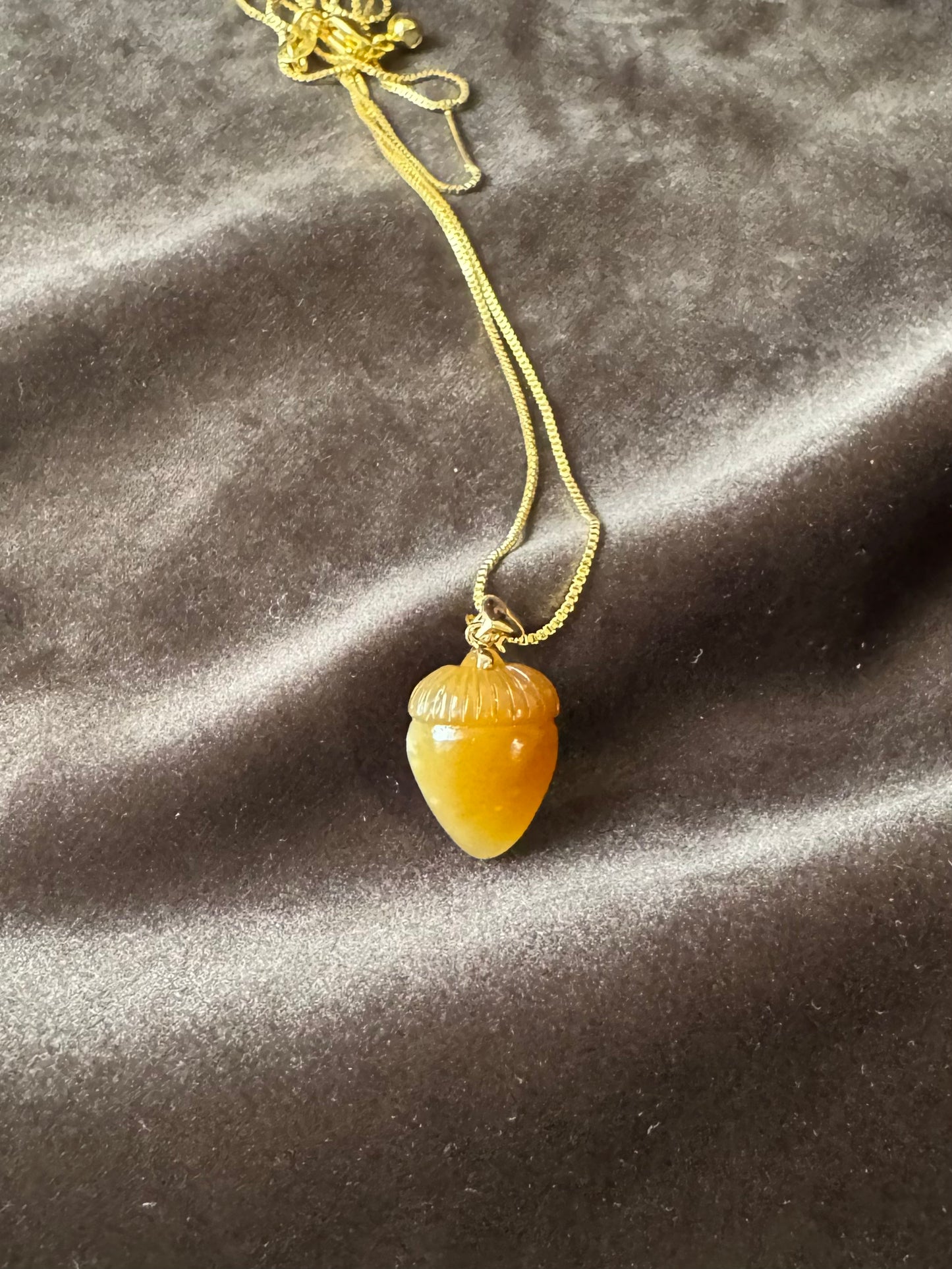 Caramel jade Acorn pendant