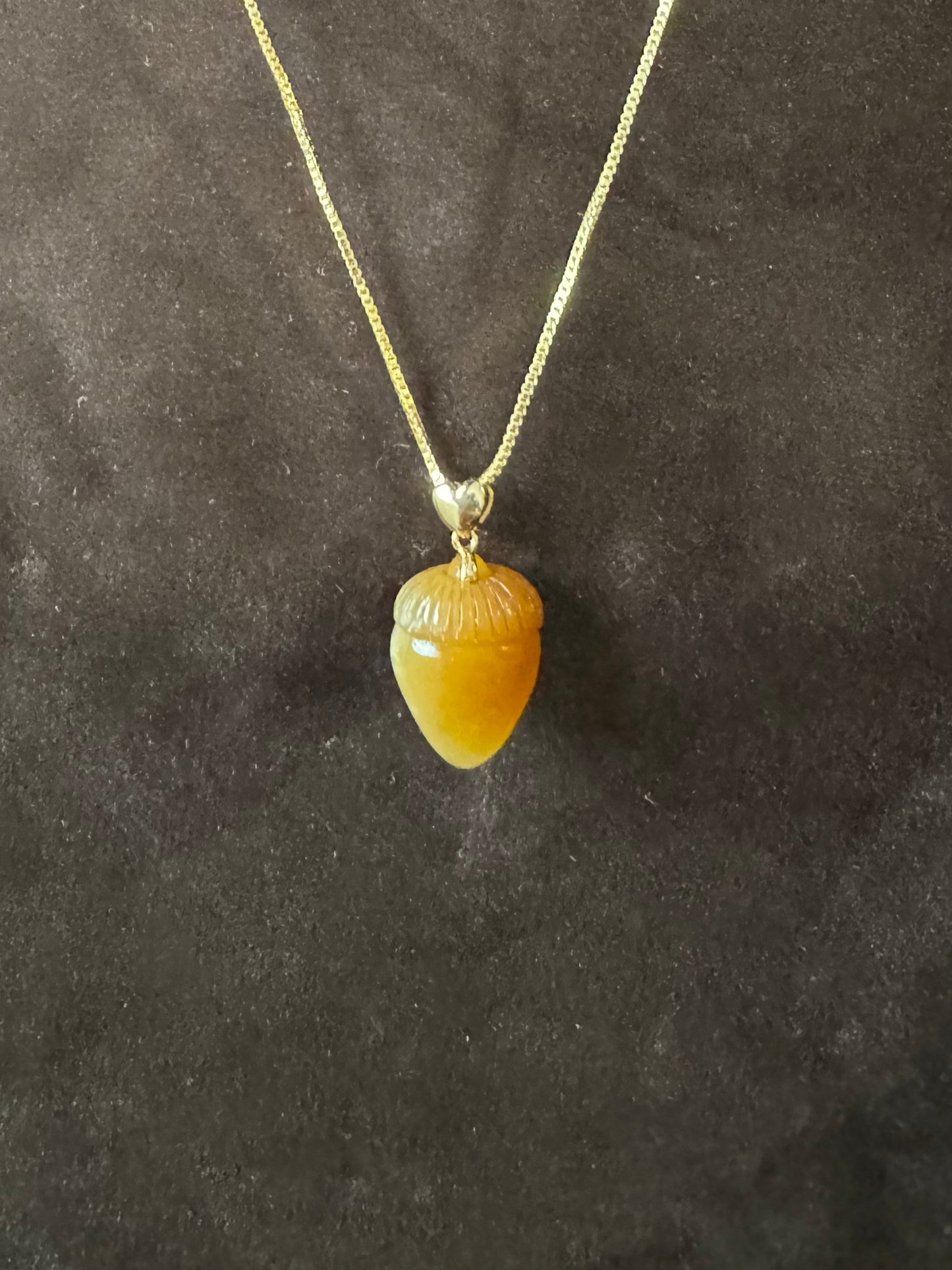 Caramel jade Acorn pendant