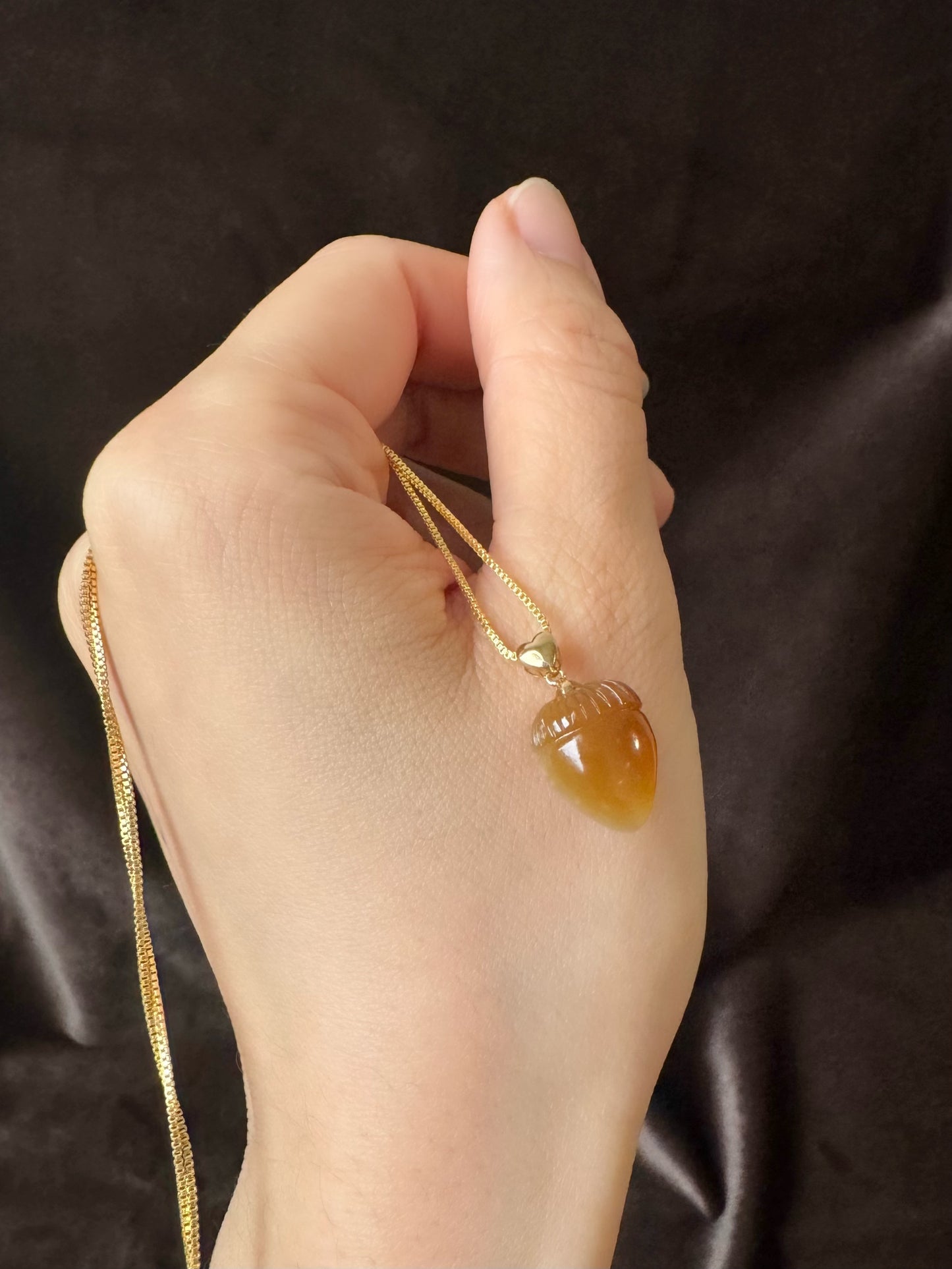 Caramel jade Acorn pendant