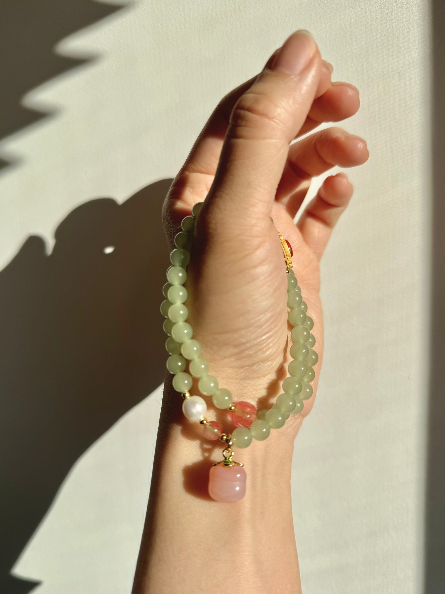 Natural jade Beaded Bracelet with agate persimmon