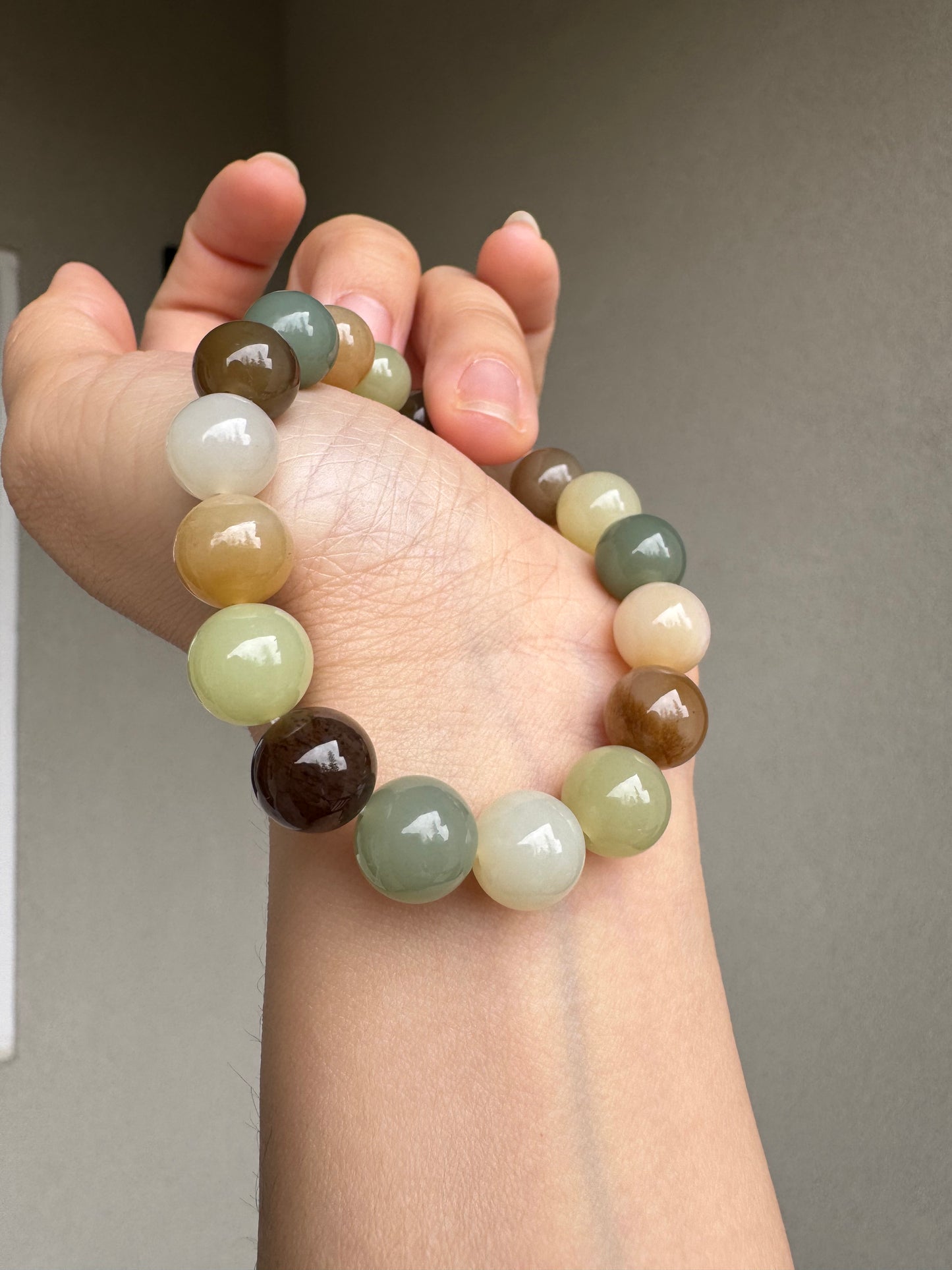 Natural Hetian Multi colors bead bracelet