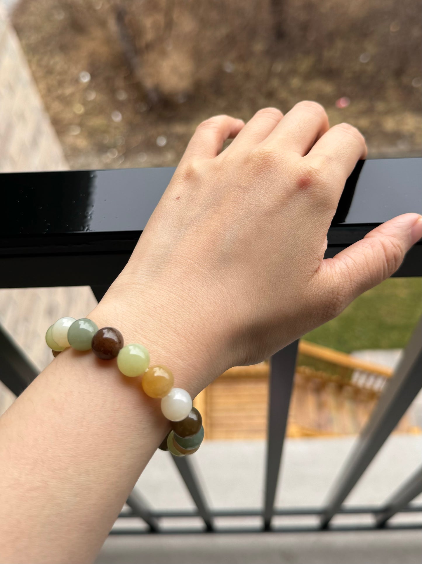 Natural Hetian Multi colors bead bracelet