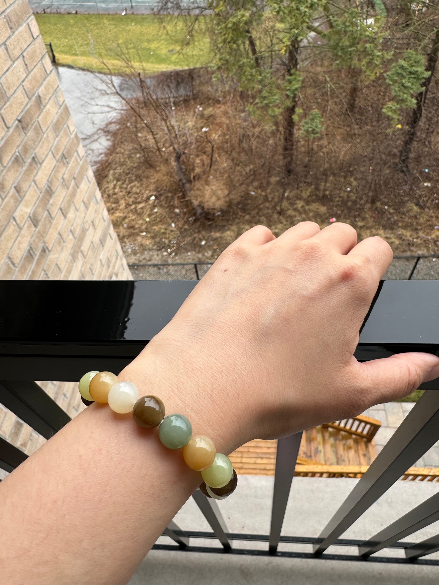 Natural Hetian Multi colors bead bracelet