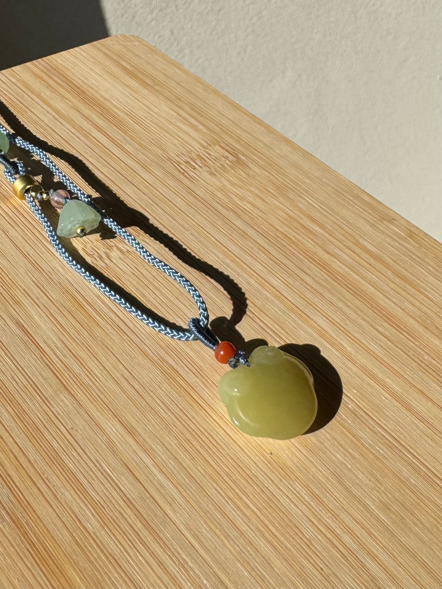 Ruyi lock/“as one wishes lock" Natural Hetian jade pendant necklace