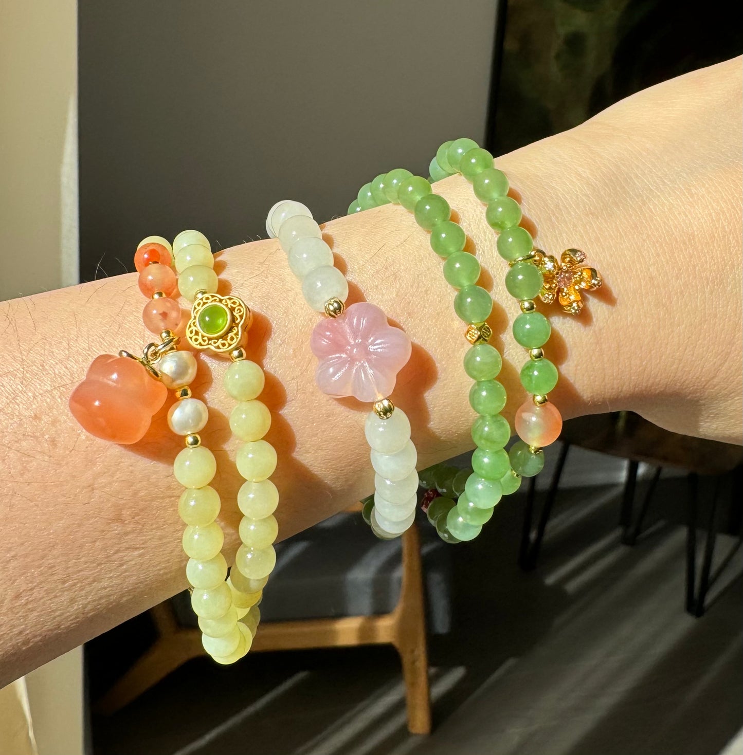 cute peach blossom jade bracelet