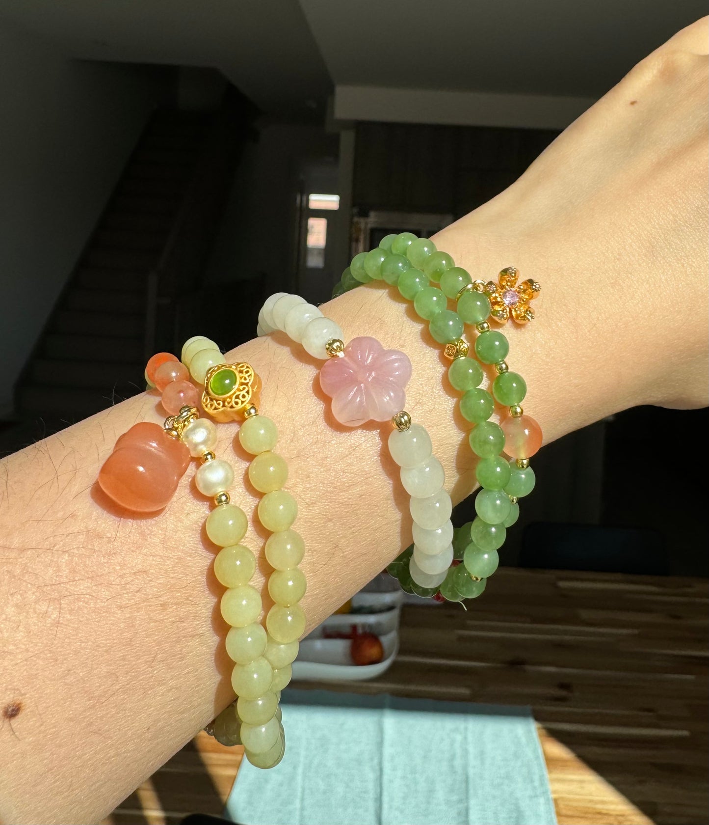 cute peach blossom jade bracelet