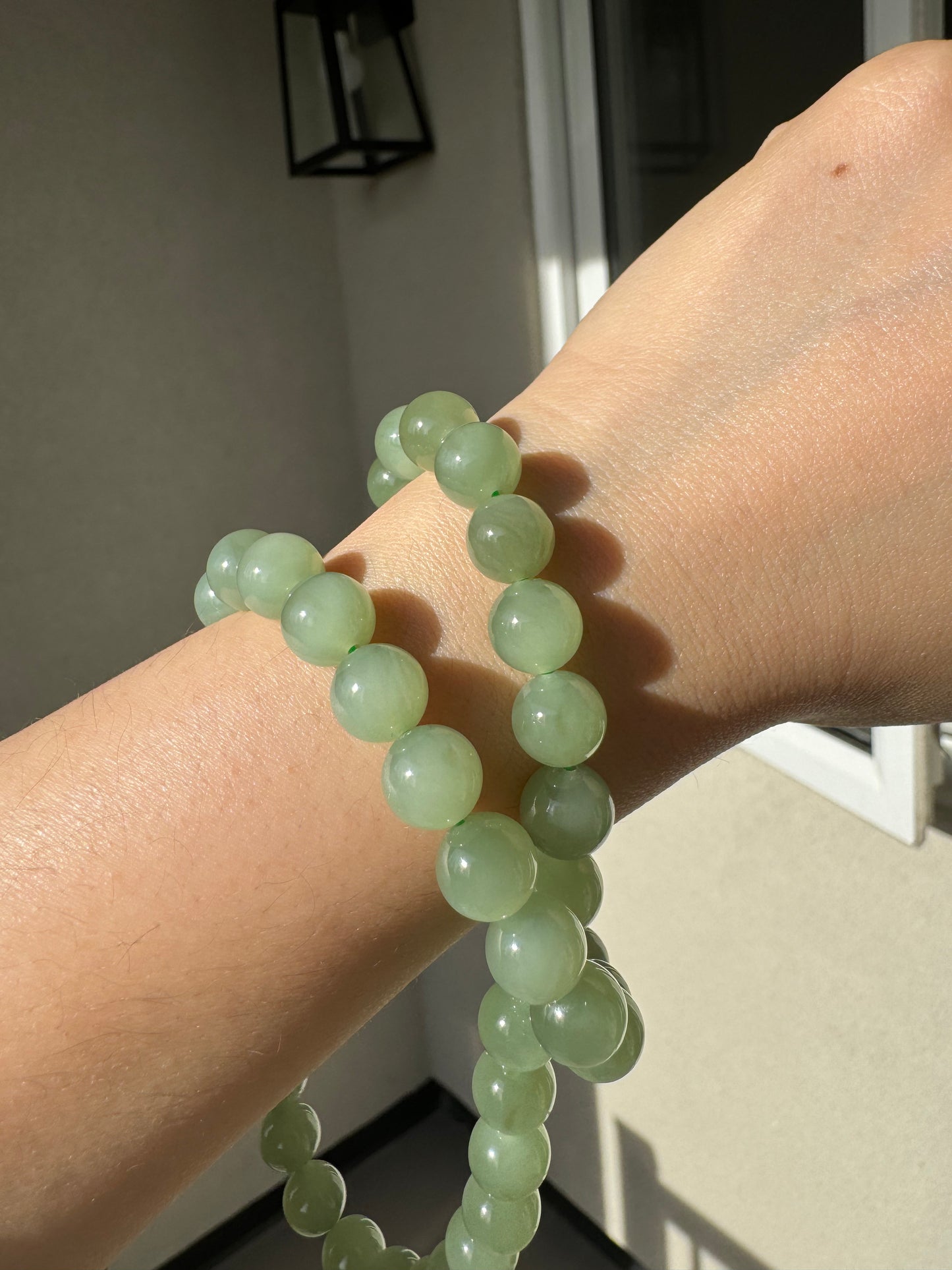 Green Jade Necklace | 9.5 mm Bead | Woman | 18inches mother's day gift