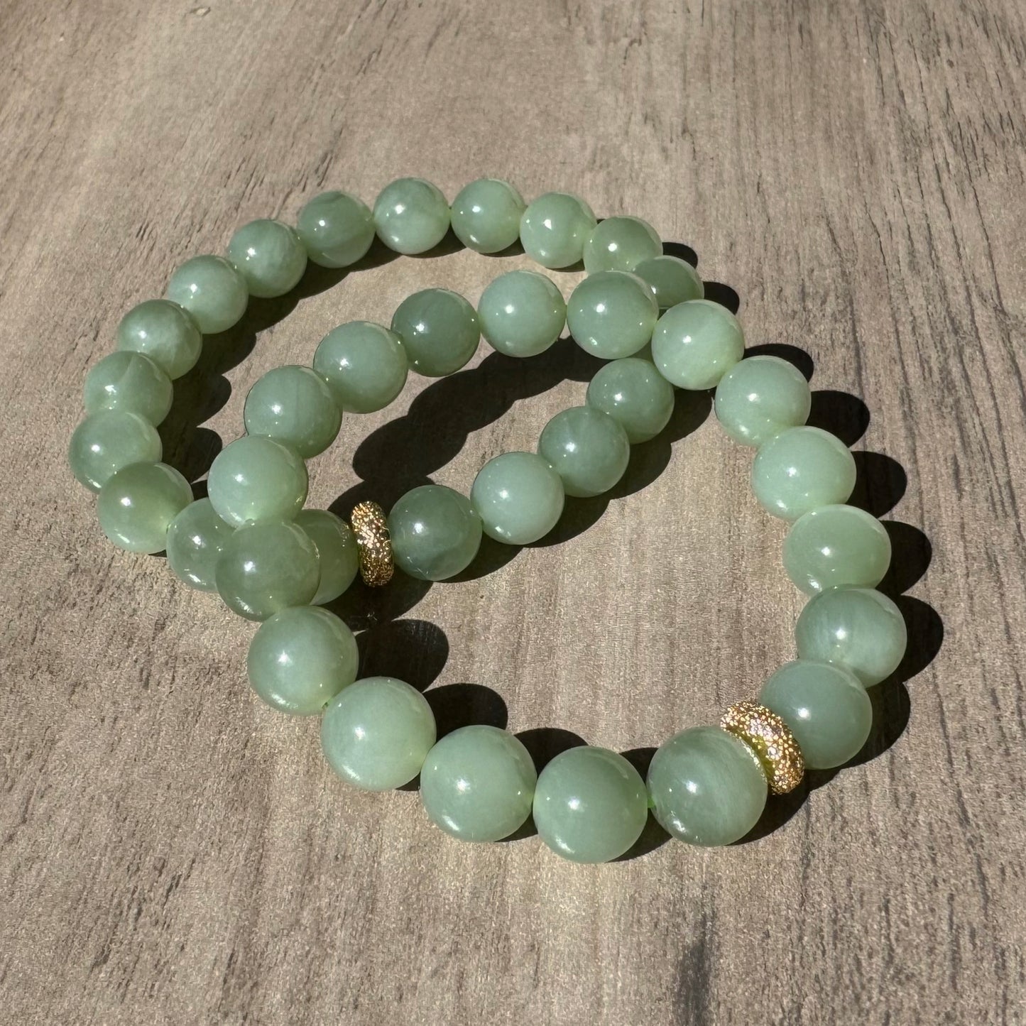 Green Jade Beaded Bracelet |Cat's Eye Effect| Gift for Her