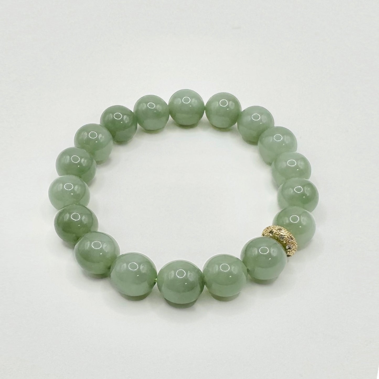 Green Jade Beaded Bracelet |Cat's Eye Effect| Gift for Her