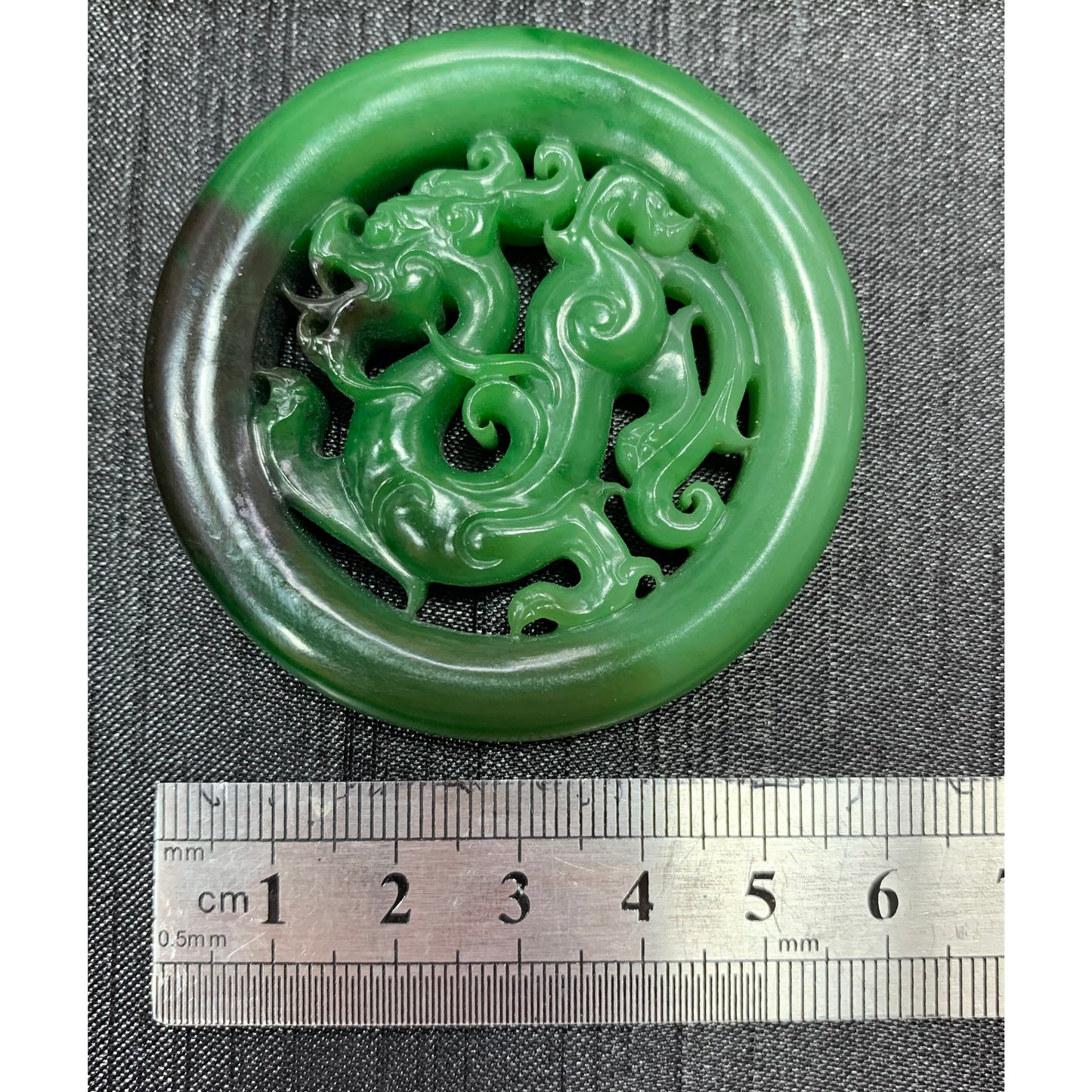 Chi Dragon Motif Green Jade Pendant