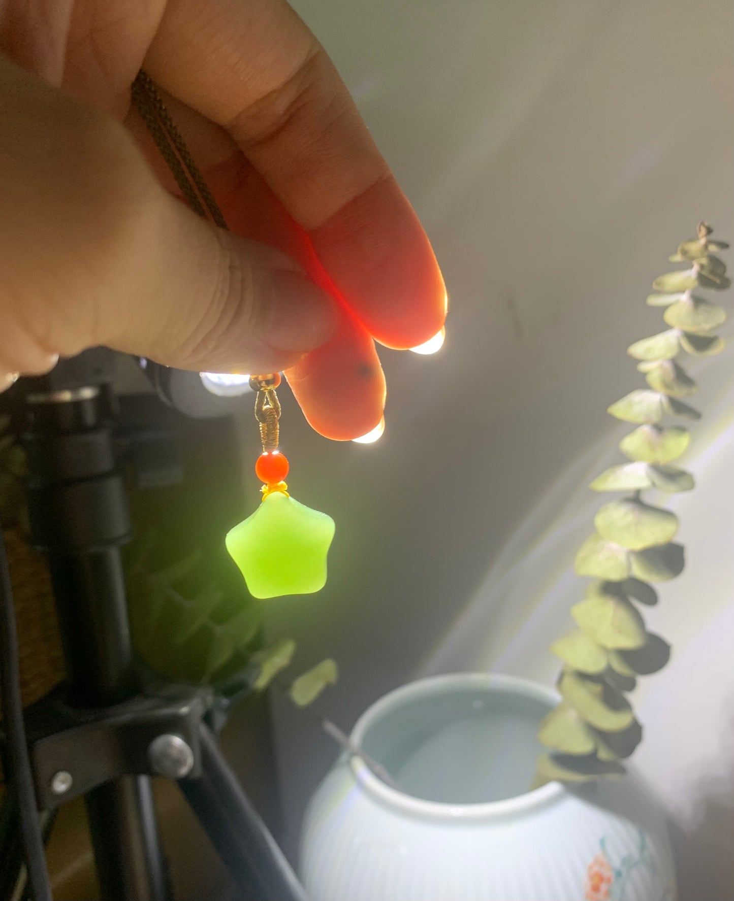 green jade star pendant