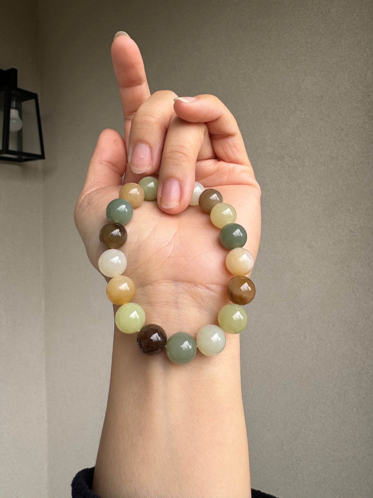 Natural Hetian Multi colors bead bracelet
