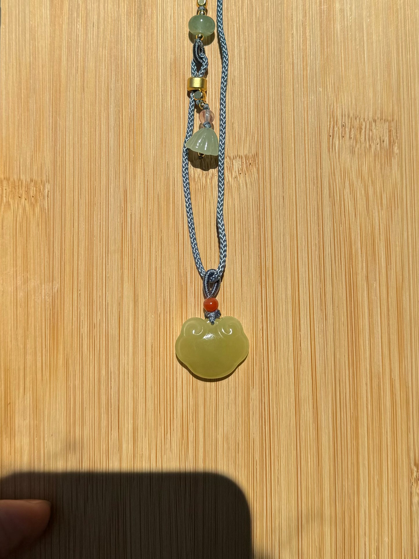 Ruyi lock/“as one wishes lock" Natural Hetian jade pendant necklace