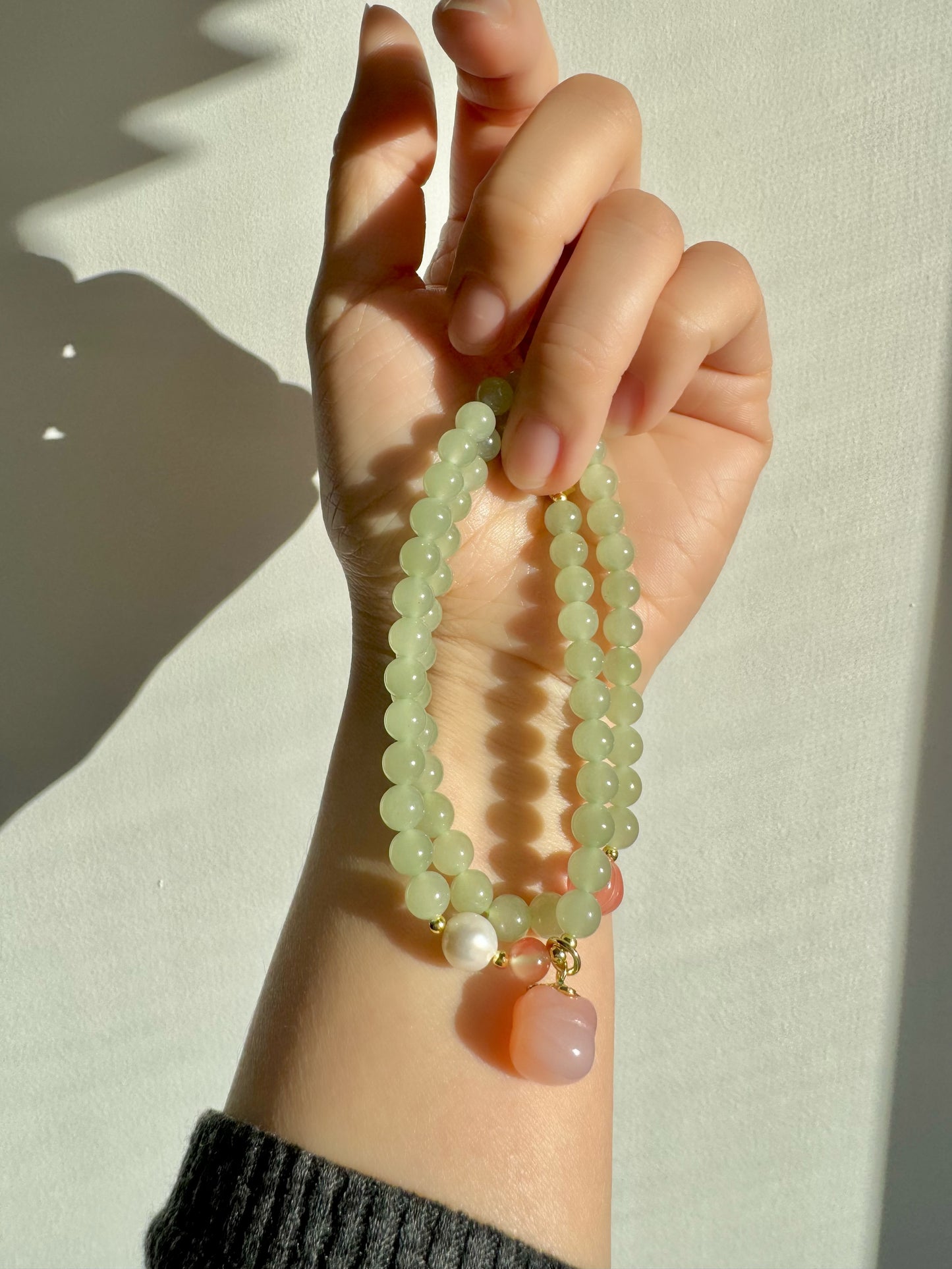 Natural jade Beaded Bracelet with agate persimmon