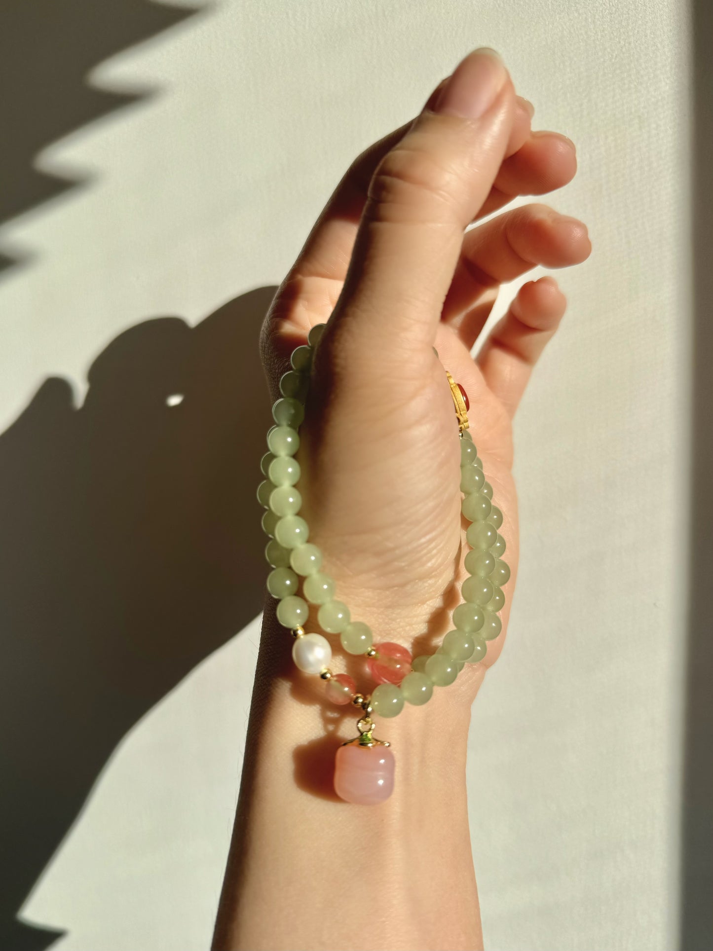 Natural jade Beaded Bracelet with agate persimmon