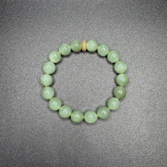 Green Jade Beaded Bracelet |Cat's Eye Effect| Gift for Her