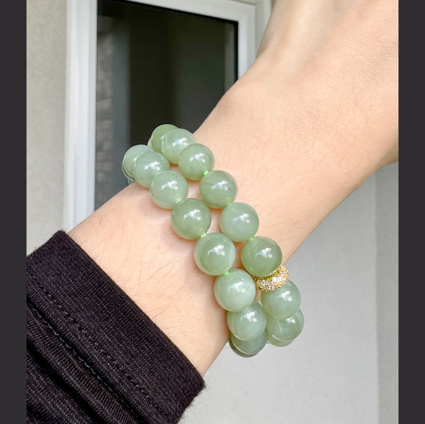 Green Jade Beaded Bracelet |Cat's Eye Effect| Gift for Her