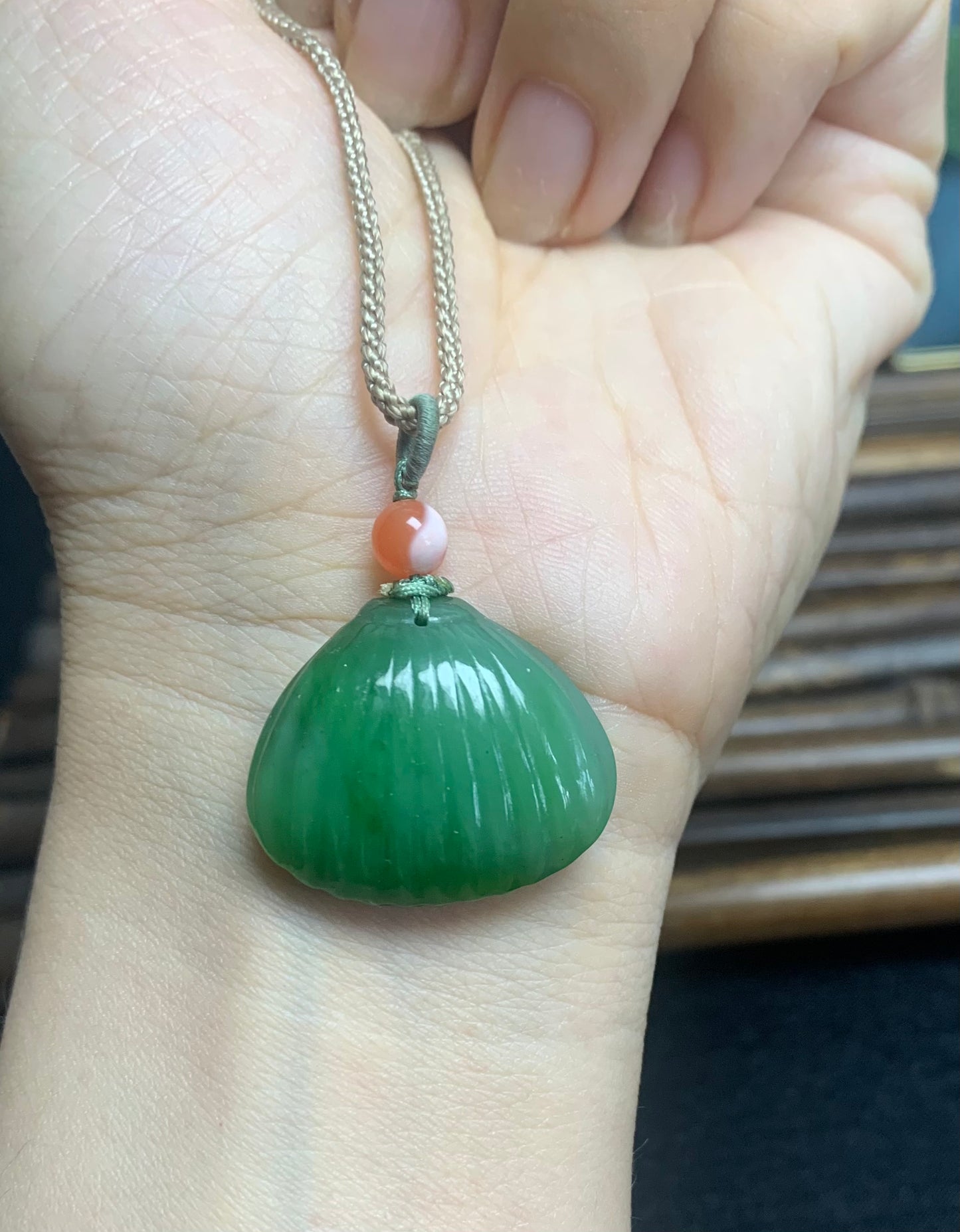 green jade shell pendant